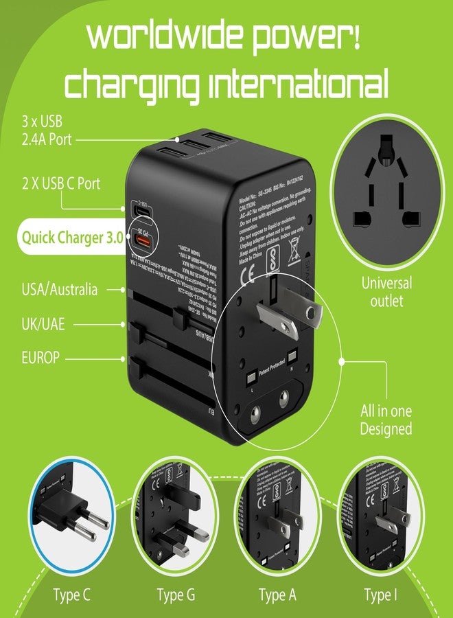 2Buds Universal Travel Adapter International | All-in-One Travel Plug Adapter with USB | Europe UK USA Asia - Image 3
